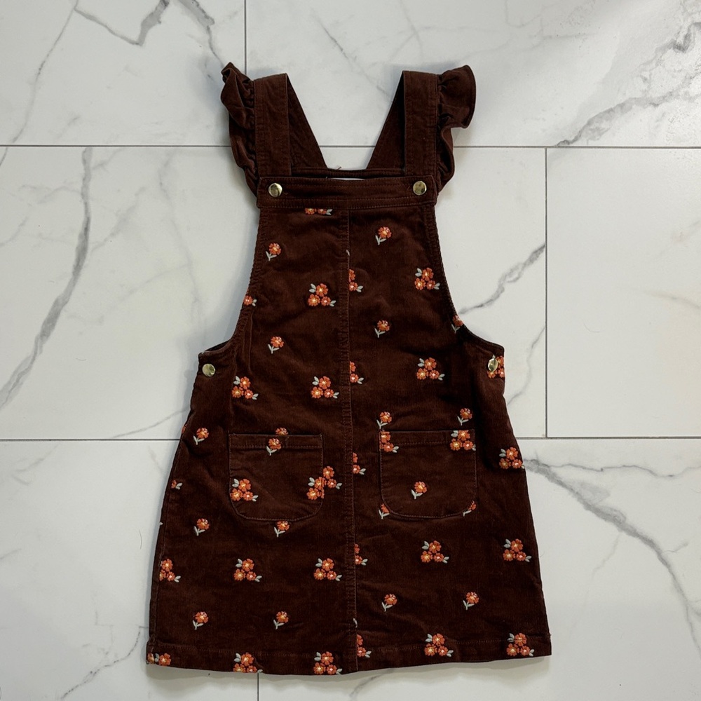 cupcakes & cashmere Chocolate Floral Kids Overalls